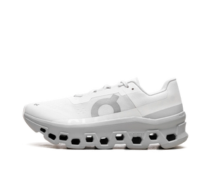 Tênis On Cloudmonster 'White Glacier' Branco / Cinza – vista lateral