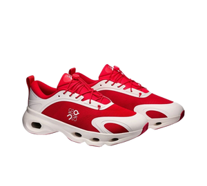Tênis On Cloudsolo x Loewe Masculino 'Red Eggshell' Vermelho / Creme – vista 3/4 frente
