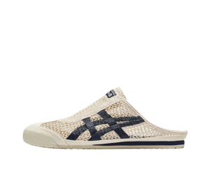 Chinelo Slide Onitsuka Tiger Mexico 66 Sabot Feminino 'Birch/Peacoat' Bege / Azul-marinho – vista lateral